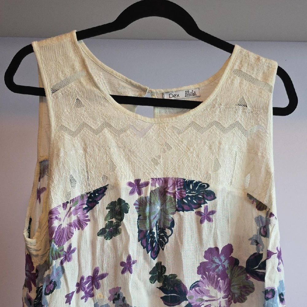 Dex Cream Floral Sleeveless Top